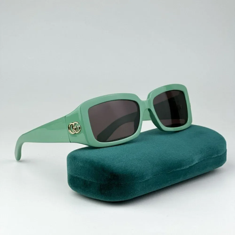 NEW Gucci GG1403S 004 Sage Green Gray Unisex Rectangle Sunglasses GG 1403S